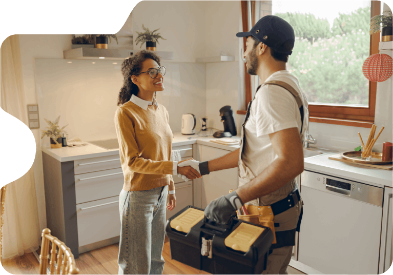 handyman and customer talking together